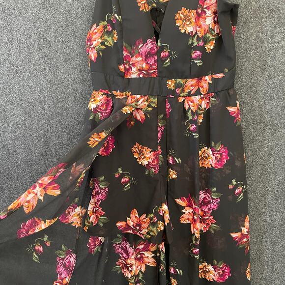 Ambiance Black Floral Maxi Romper Women’s L Whimsigoth Witchy Boho Festival - Picture 3 of 11